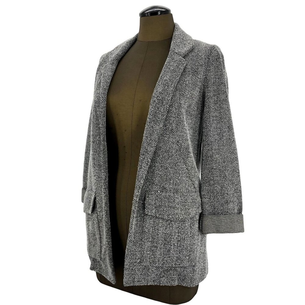 Topshop Women's Herringbone Open-Front Blazer Coat